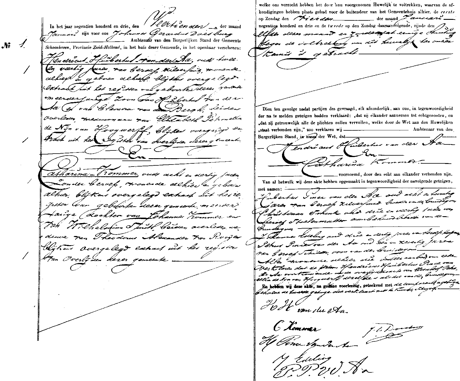 19030114 huw akte 1 Hendricus H vd Aa - Catharina Kommer